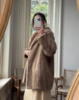 Vintage 60s Latte Faux Fur Mid Length Coat