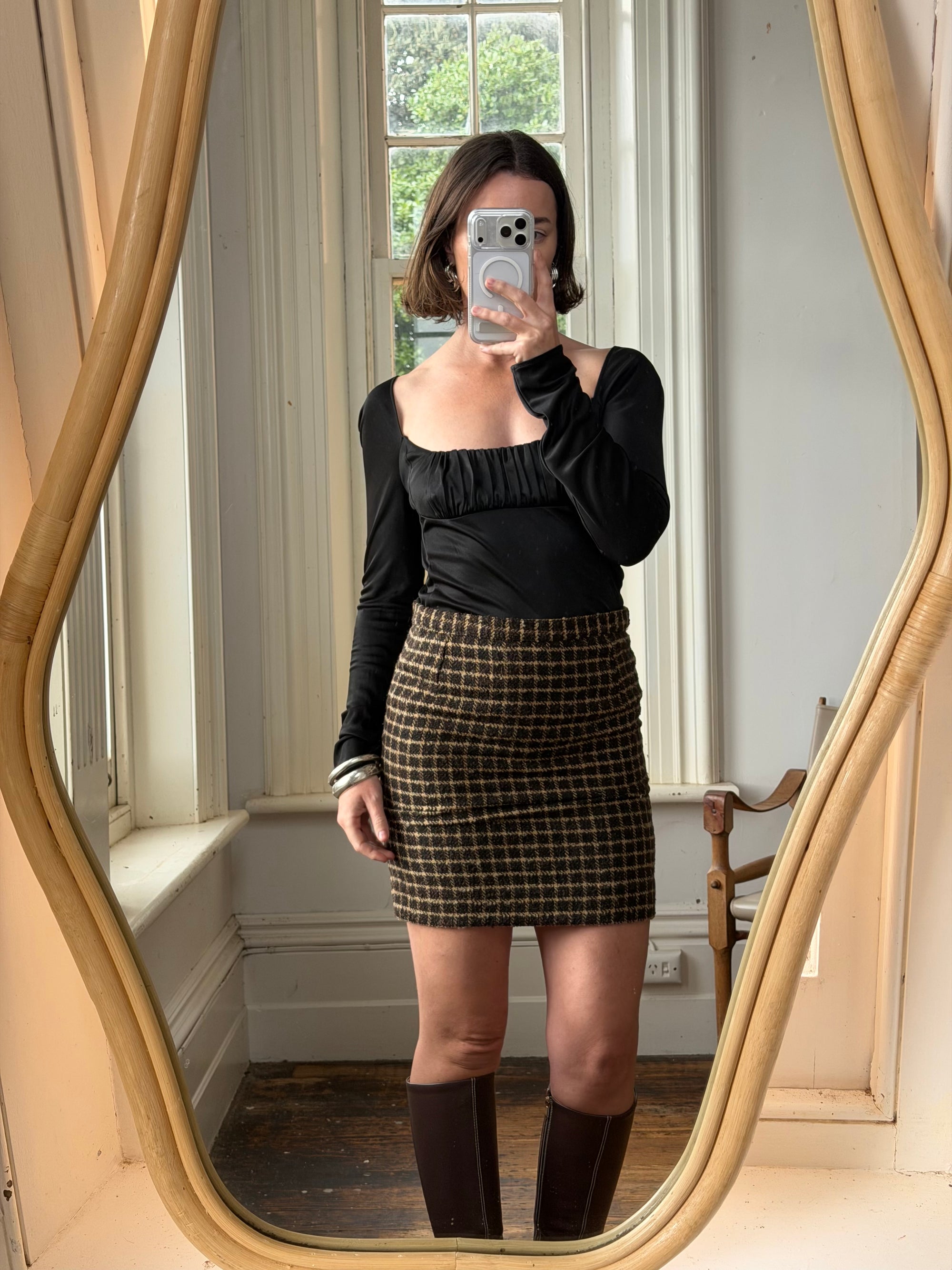 Vintage 90s Gianni Versace Gathered LS Top Noir