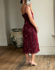 Vintage 90s Burnt Velvet Cowl Neck Dress Plum