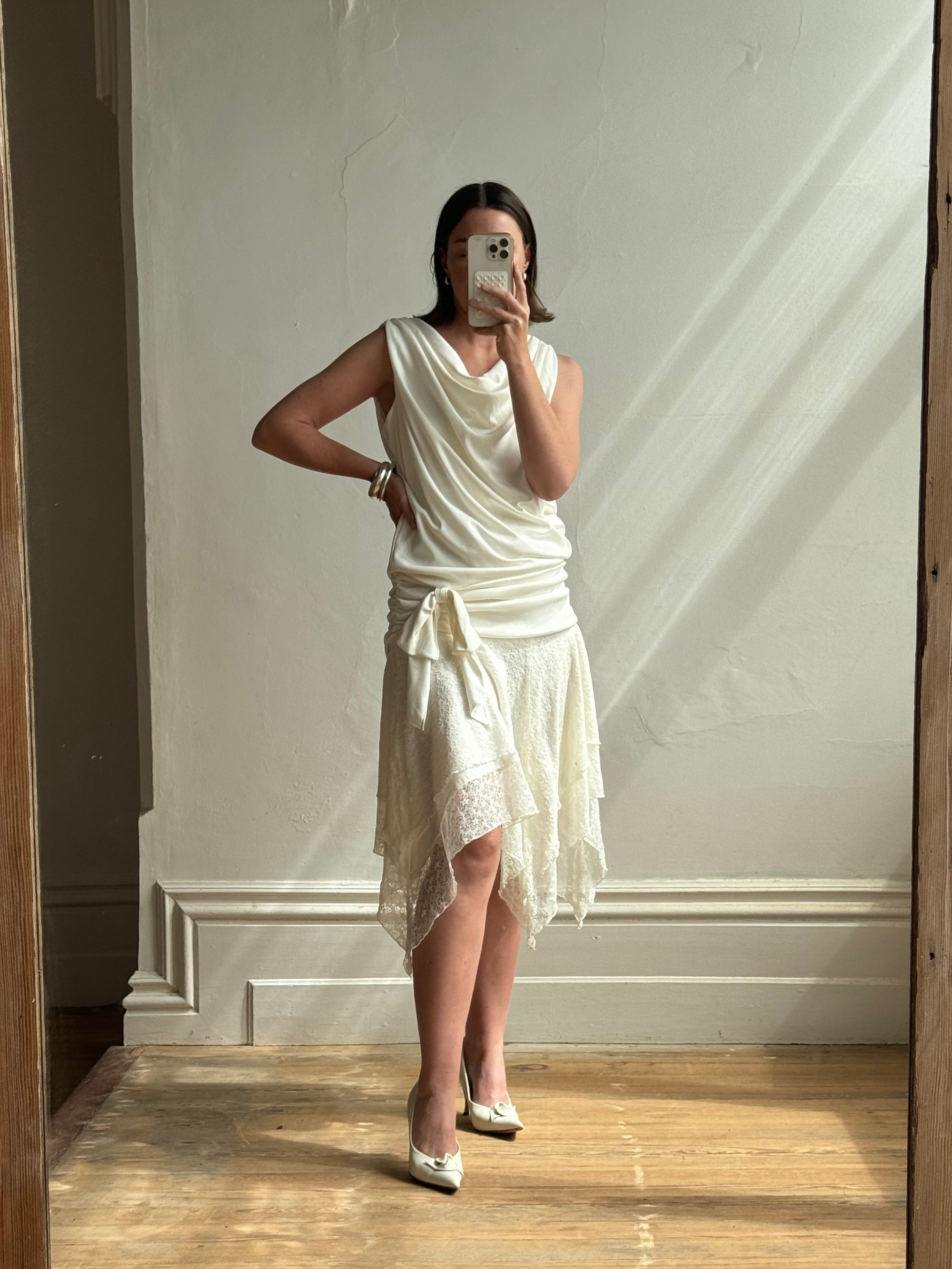 Vintage 80s Drop Waist Fairy Wedding Dress