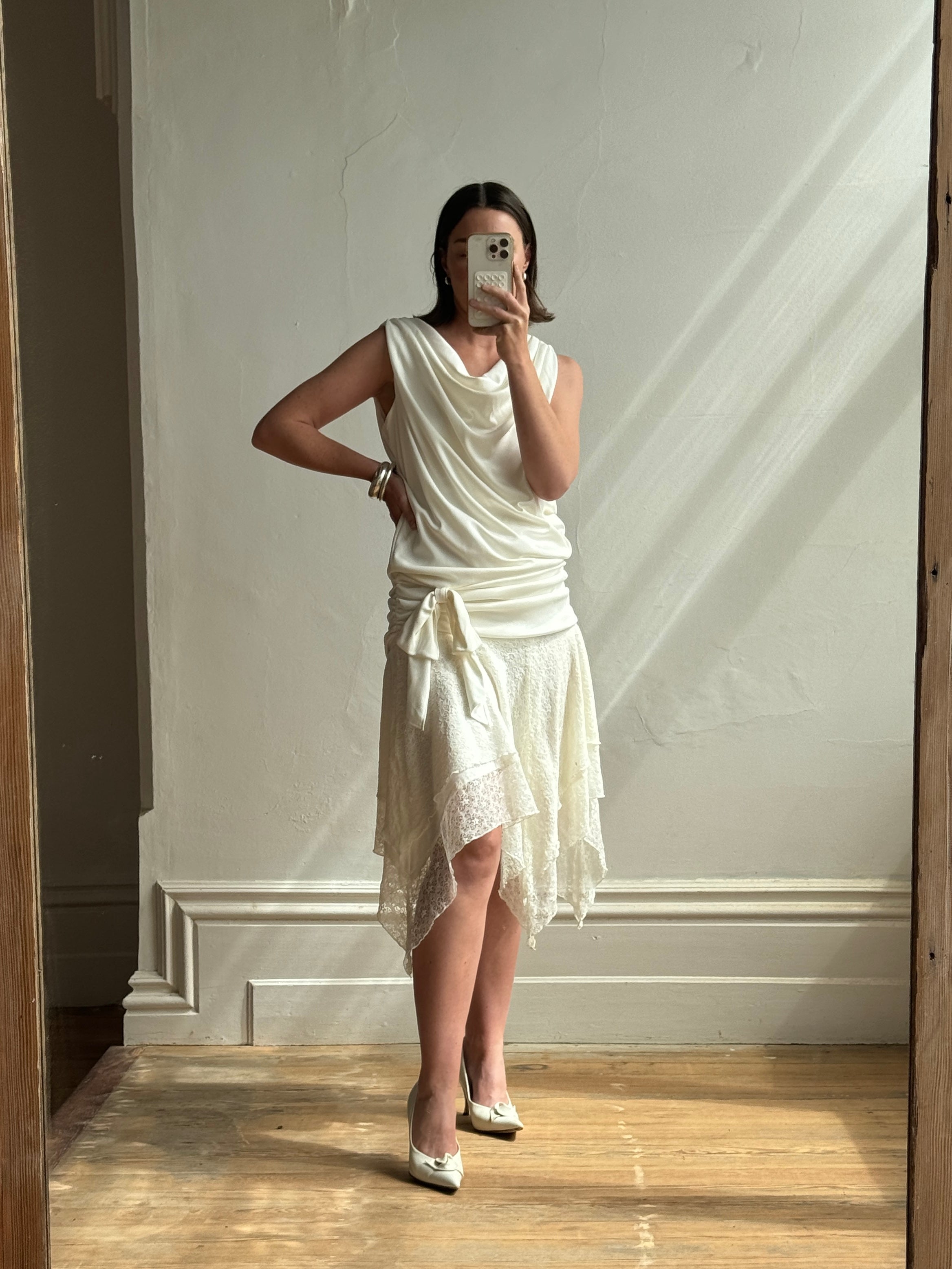 Vintage 80s Drop Waist Fairy Wedding Dress