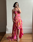 Vintage Y2K High Low Sunrise Ruffle Dress