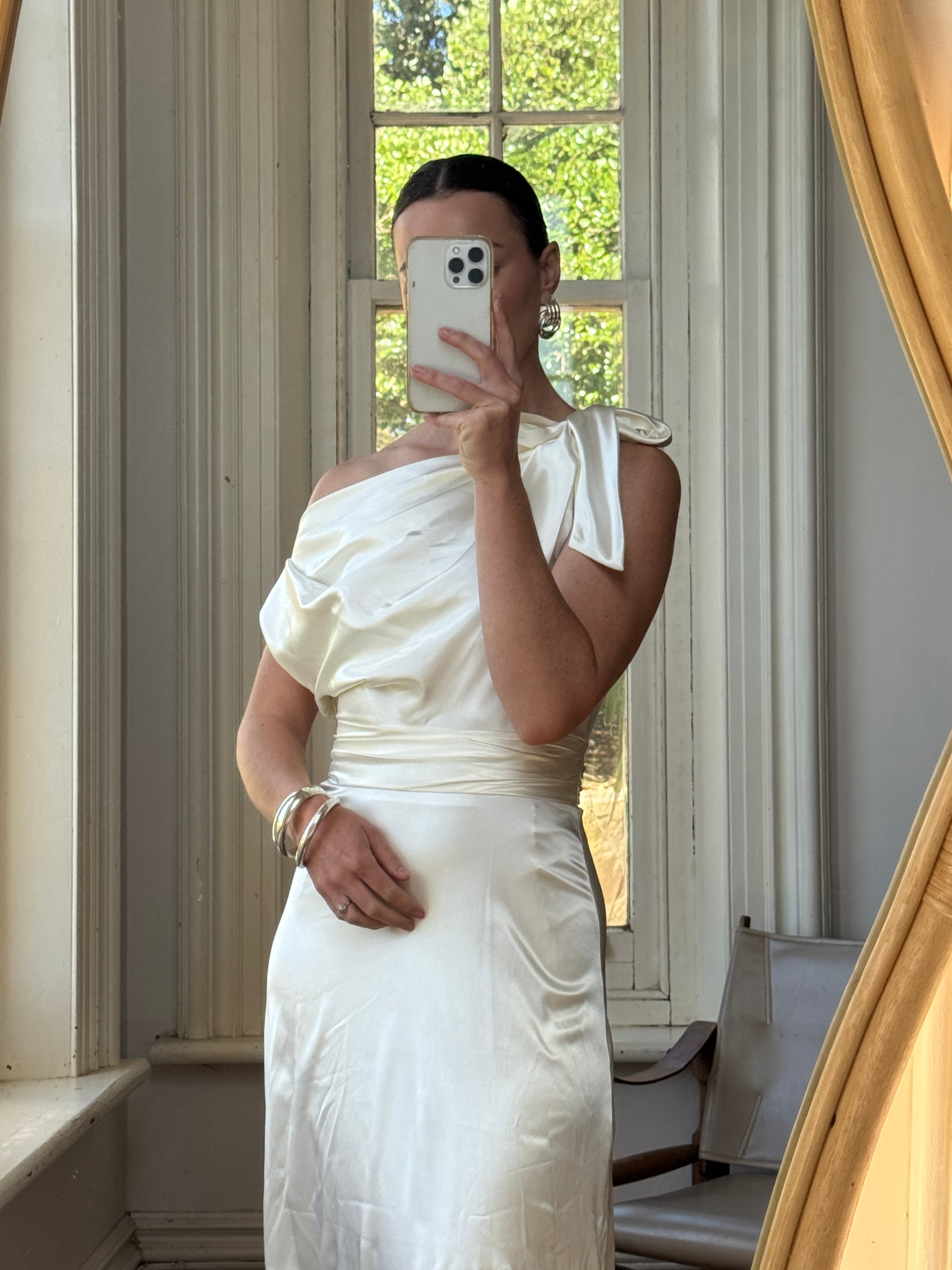 Archival Y2K Satin Cowl Neck Slip gown Ivory