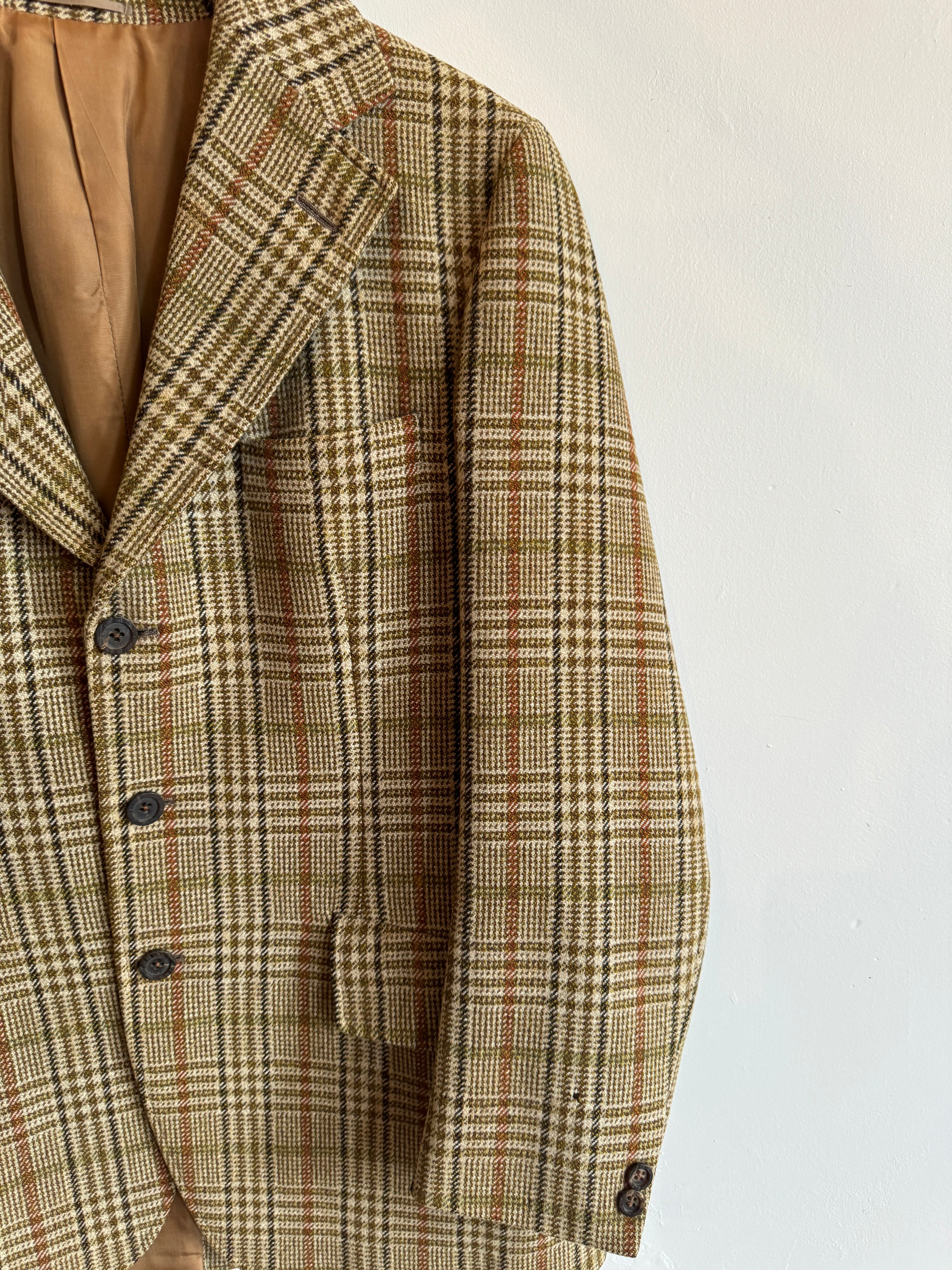 Vintage Aquascutum Olive Gingham Wool Blazer