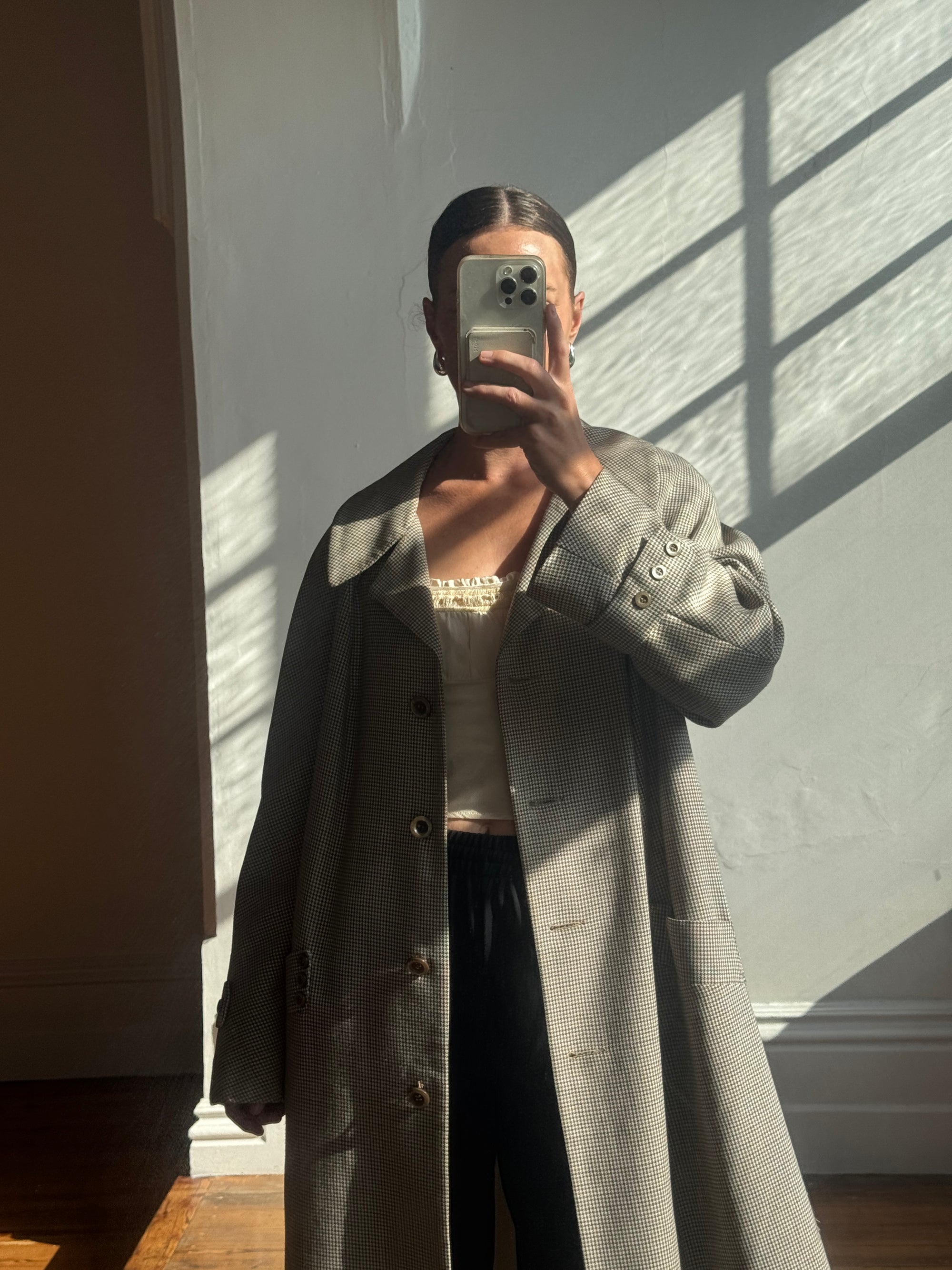Vintage 60s Australian Made Herringbone Trench Latte