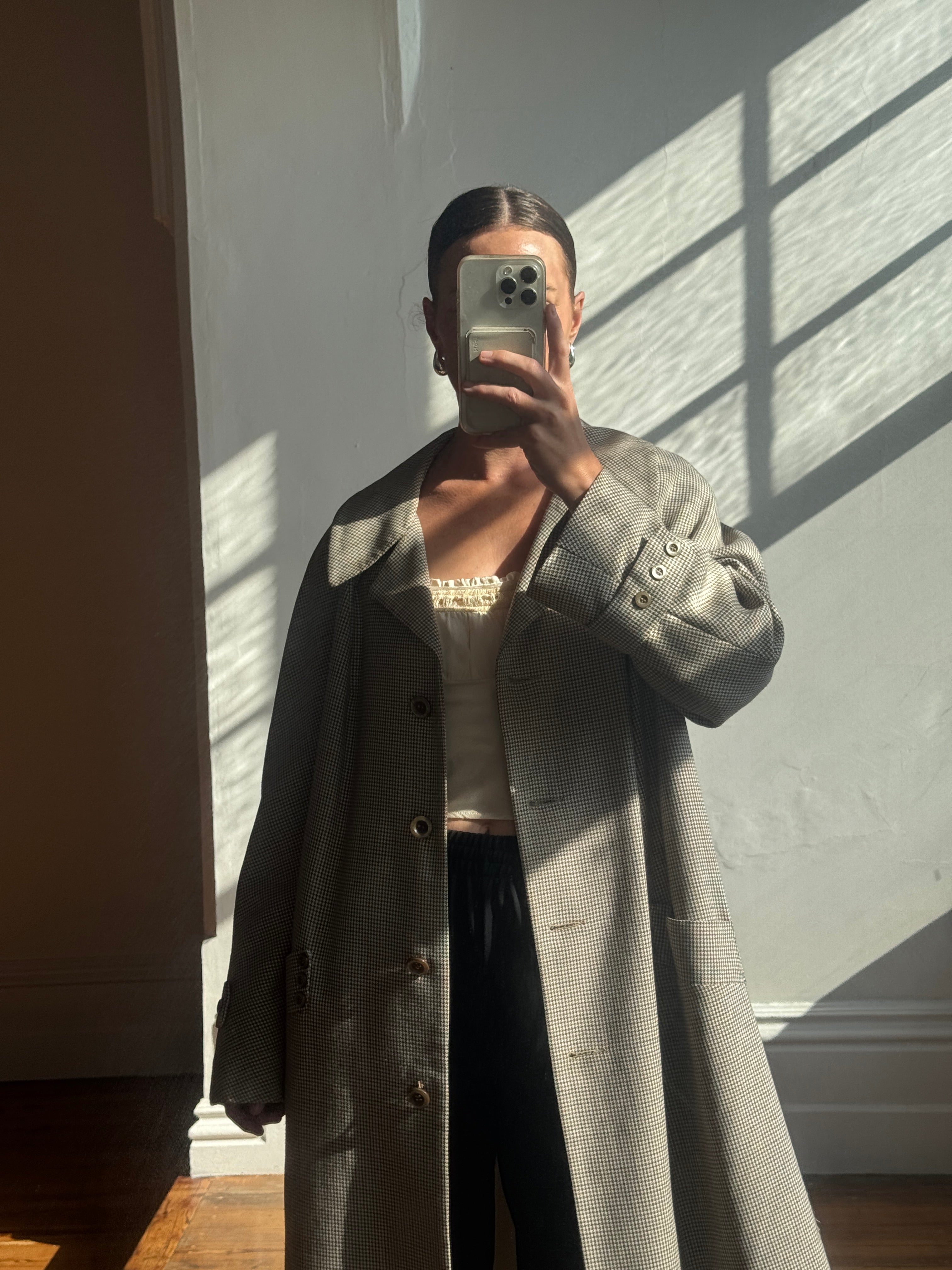 Vintage 60s Australian Made Herringbone Trench Latte