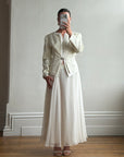 Vintage 90s Jacquard Rhinestone Jacket and Chiffon Bridal Skirt Set