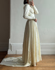 Vintage 40s Satin Minimalist Wedding Gown Creme