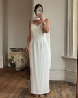 Vintage 90s Crepe Beaded Column Bridal Slip
