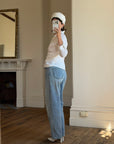 Vintage 90s Structured Collar Gathered Blouse Crisp White