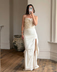 Vintage 90s Satin Bustier and Pure Silk Bridal Skirt Meringue