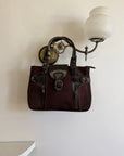 Vintage 90s Chocolate Suede Leather Buckle Handbag
