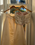 Vintage 90s Ruched Satin Two Piece Bridal Set Champagne