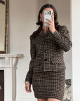 Vintage 90s Italian Chocolate Plaid Twin Faux Fur Set