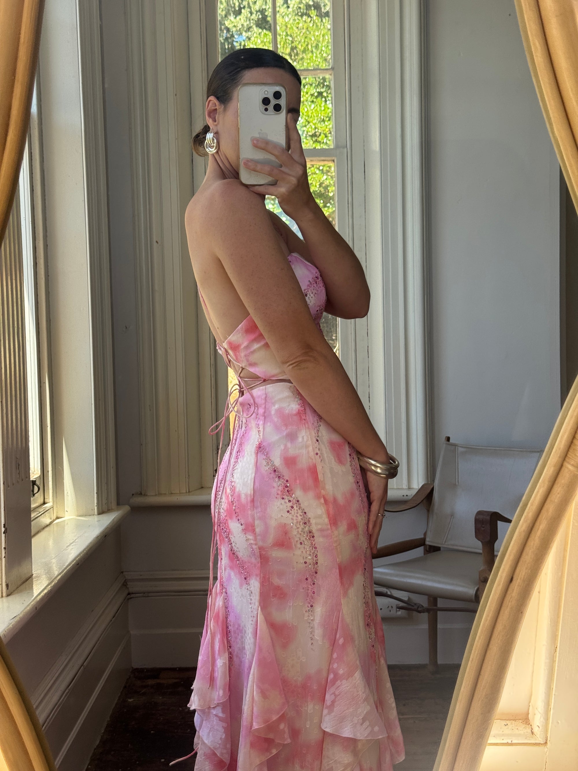 Vintage Y2K Fairy Floss Embellished Ruffle Gown