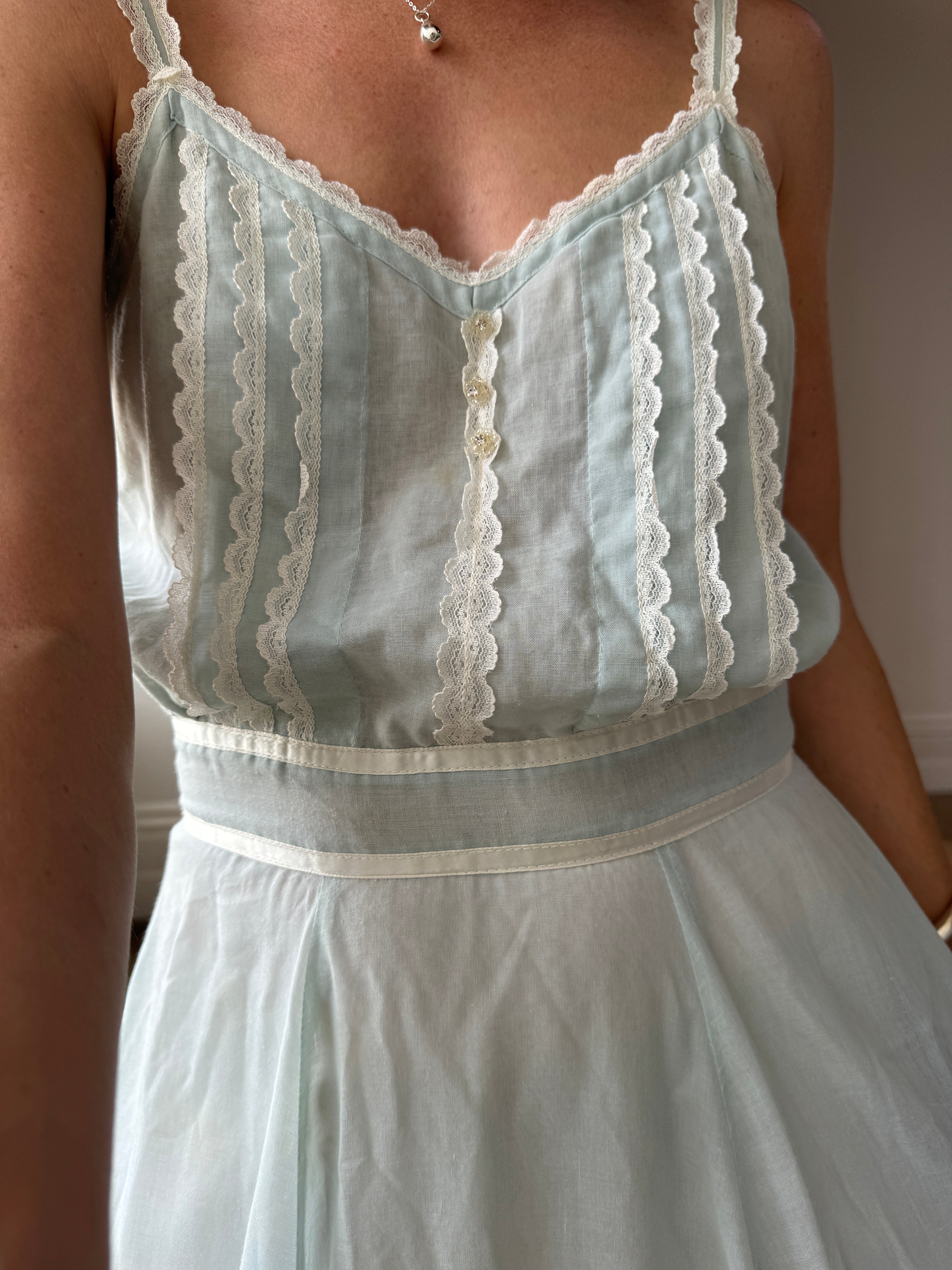 Vintage 70s Gunne Sax By Jessica McClintock Prairie Dress Baby Blue