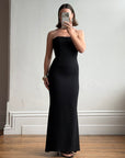 Vintage 90s Black Sleeveless Column Maxi Dress