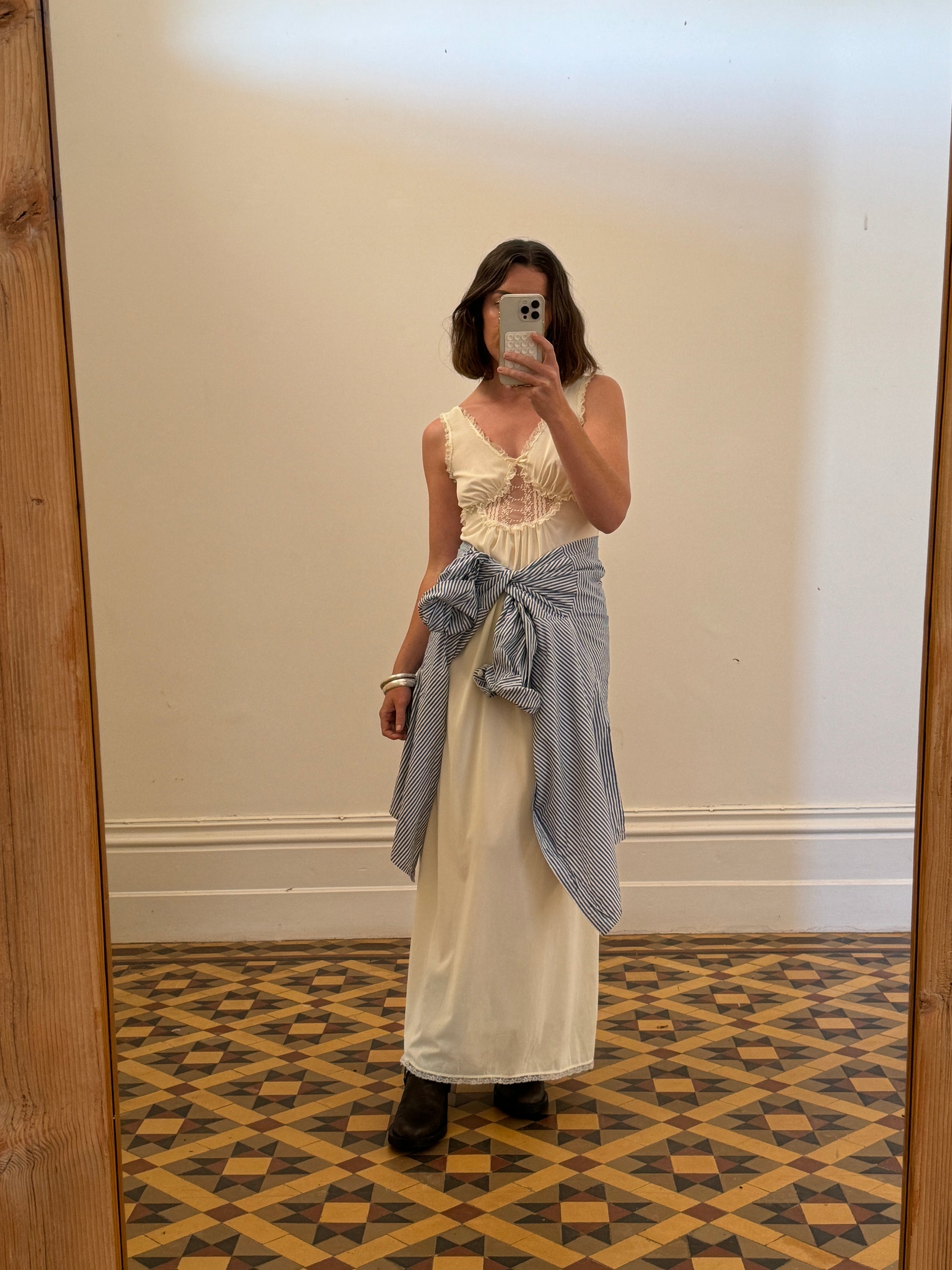 Vintage Butter Semi Sheer Slip Dress