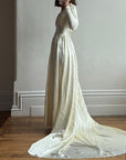 Vintage 40s Satin Minimalist Wedding Gown Creme