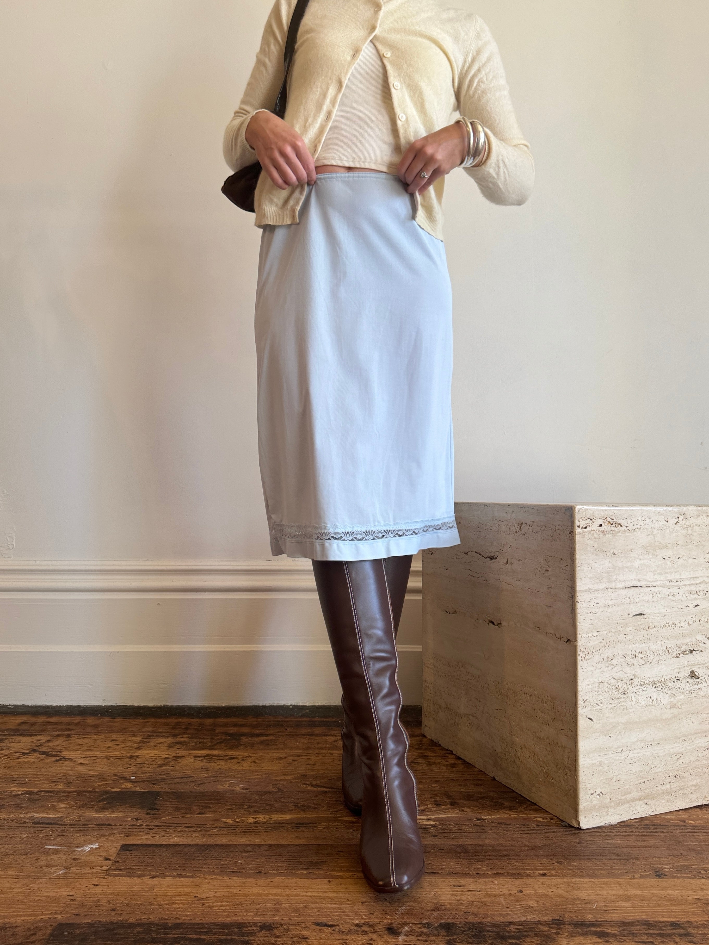 Vintage Baby Blue Slip Skirt