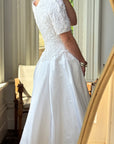 Vintage 80s Rope Embroidered Taffeta Wedding Gown