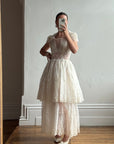 Vintage 50s Sheer Brodiere Anglaise Tiered Wedding Dress