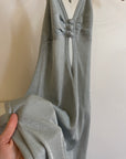 Vintage 70s Lurex Ice Blue Halter Maxi Dress