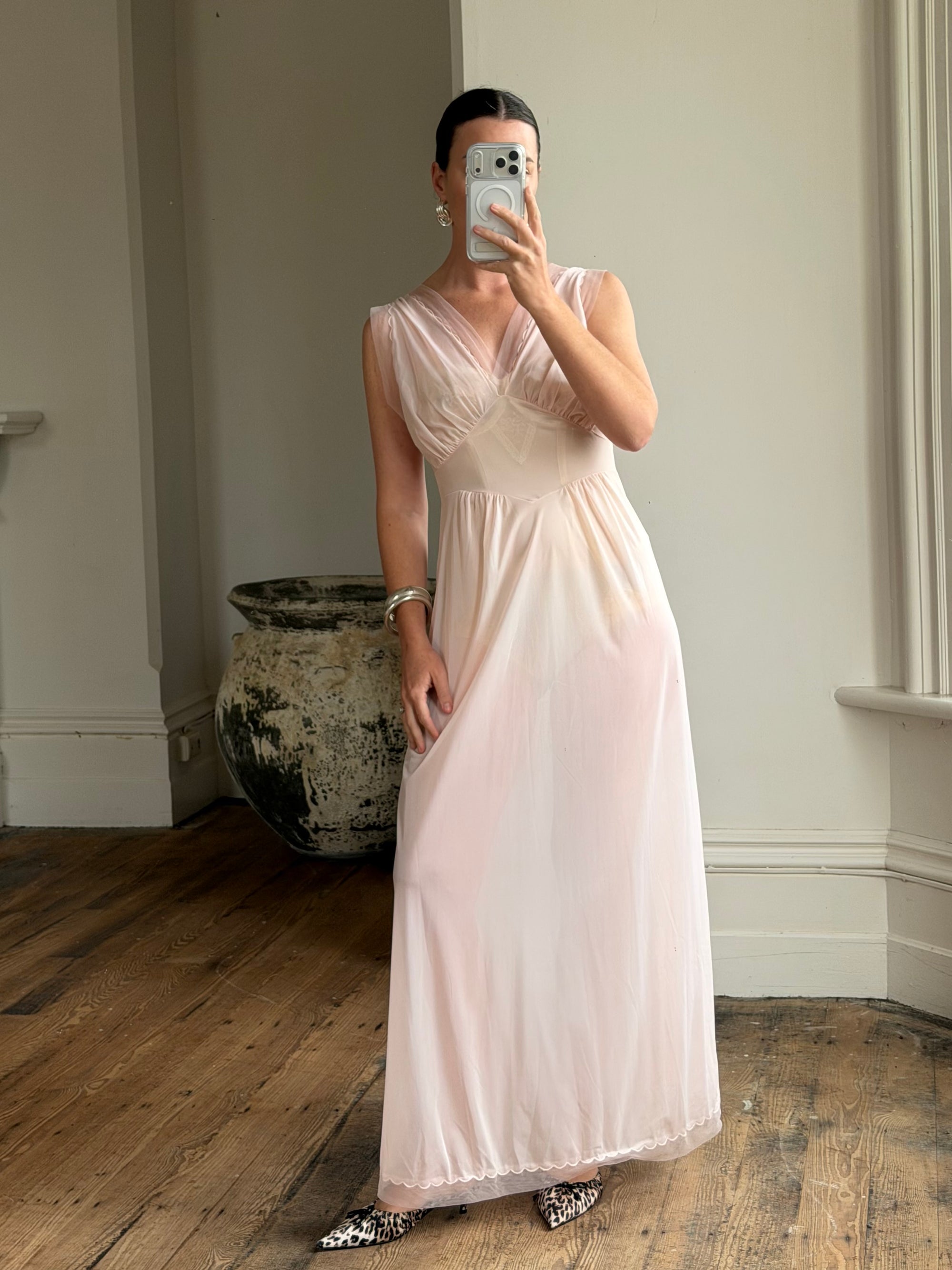 Vintage 60s Sheer Scalloped Slip Nightie