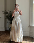 Vintage 90s Pure Silk Pleated Waist Wedding Dress