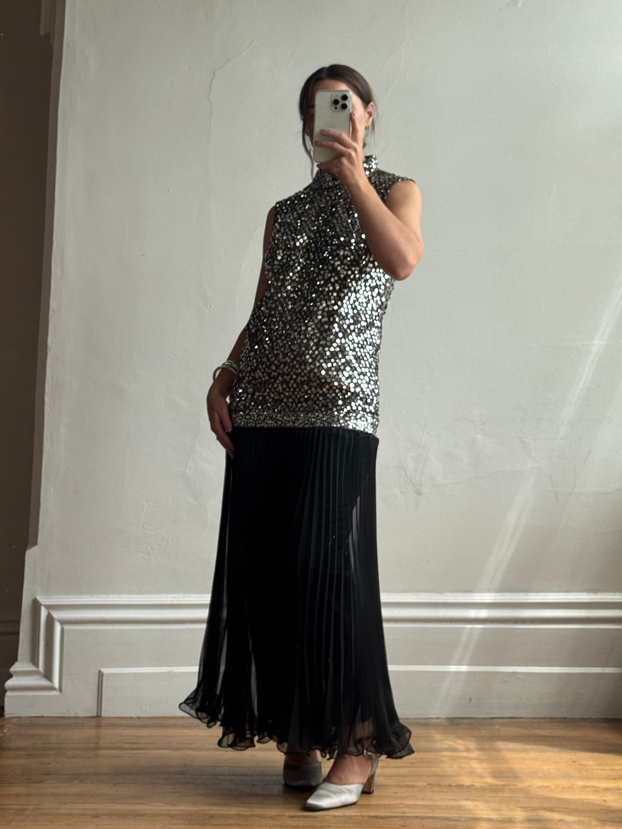 Vintage 60s Rare Embellished Tunic and Fluted Pant Set