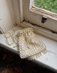 Vintage 90s Pearl Beaded Net Pouch Bag