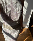 Vintage 90s Pure Silk High Front Embellished Lavender Gown