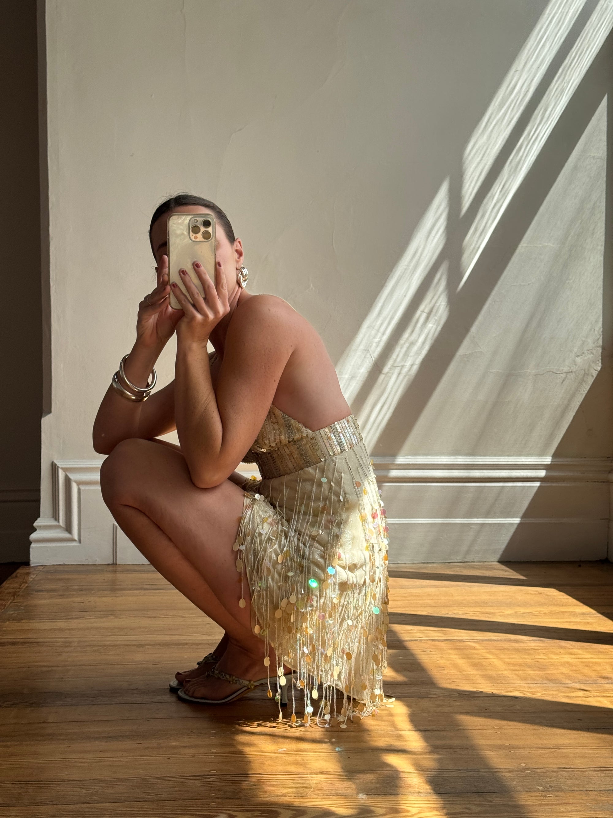 Vintage Y2K Pure Silk Sequin Tassel Disco Dress Call Me The Breeze Vintage Y2K Pure Silk Sequin Tassel Disco Dress Call Me The Breeze