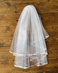 Vintage Blusher Tulle Hair Piece With Satin Edging