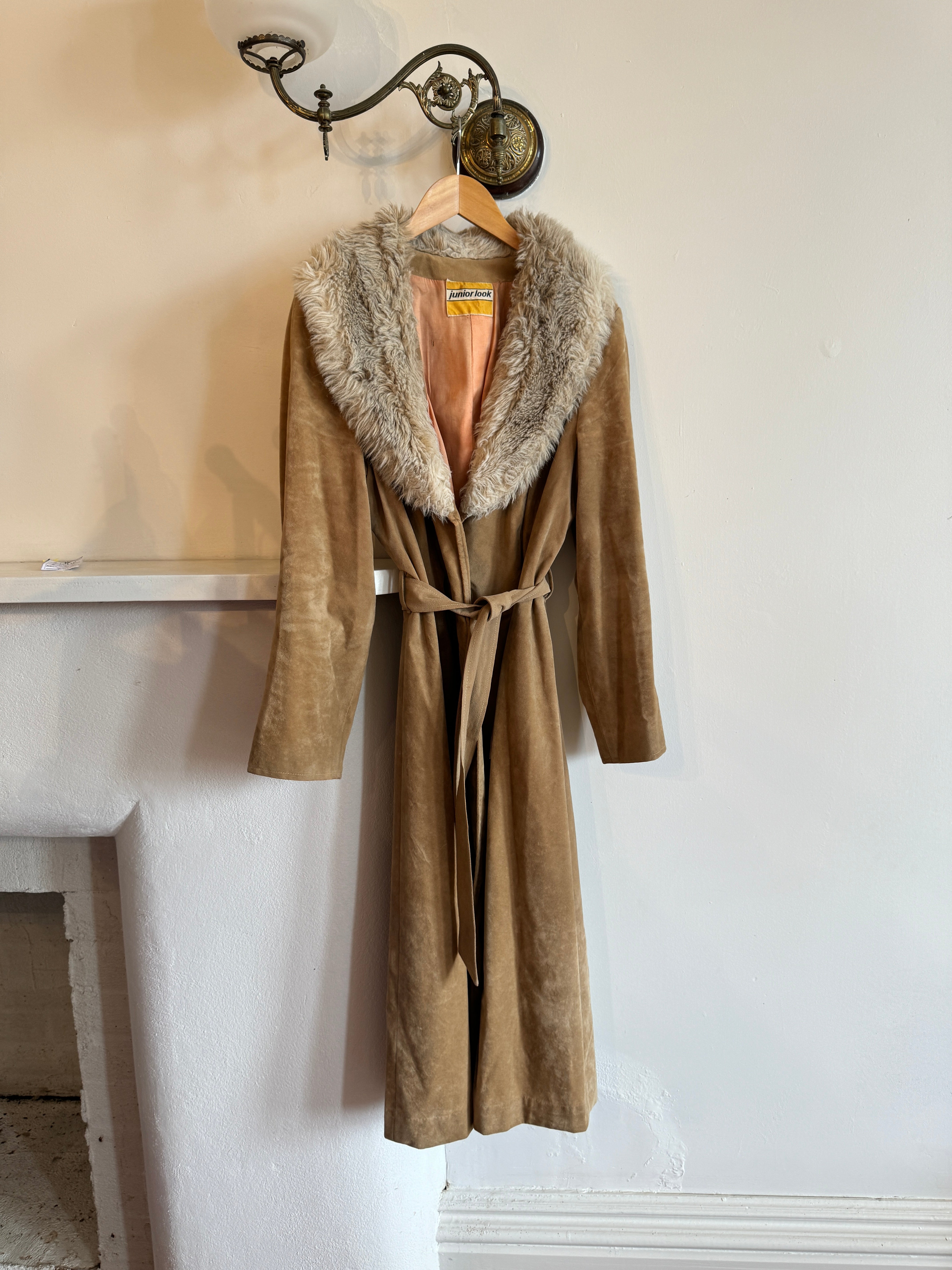Vintage Faux Suede Penny Lane Coat Camel