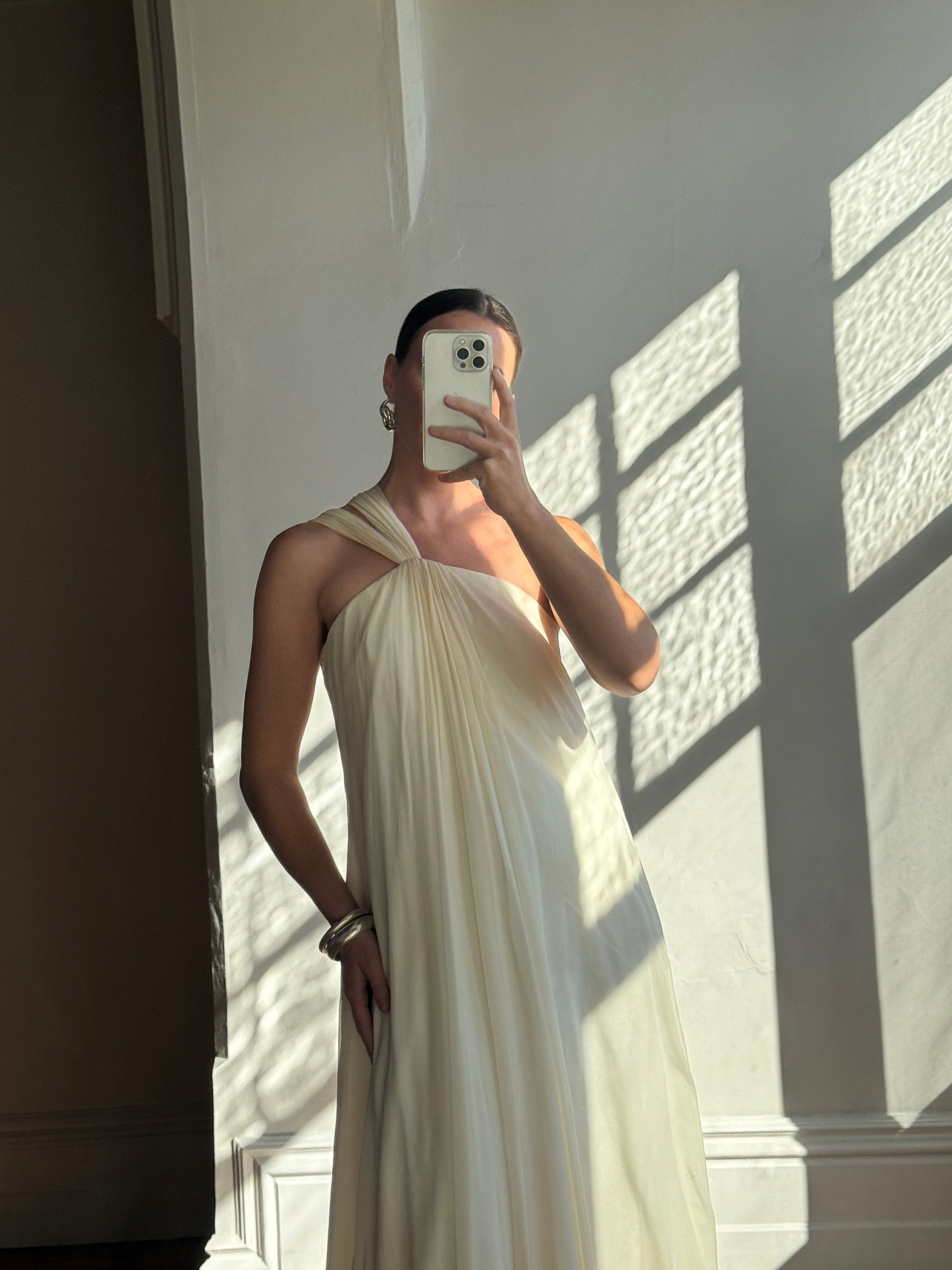 Vintage Y2K Pure Silk Chiffon Grecian Gown