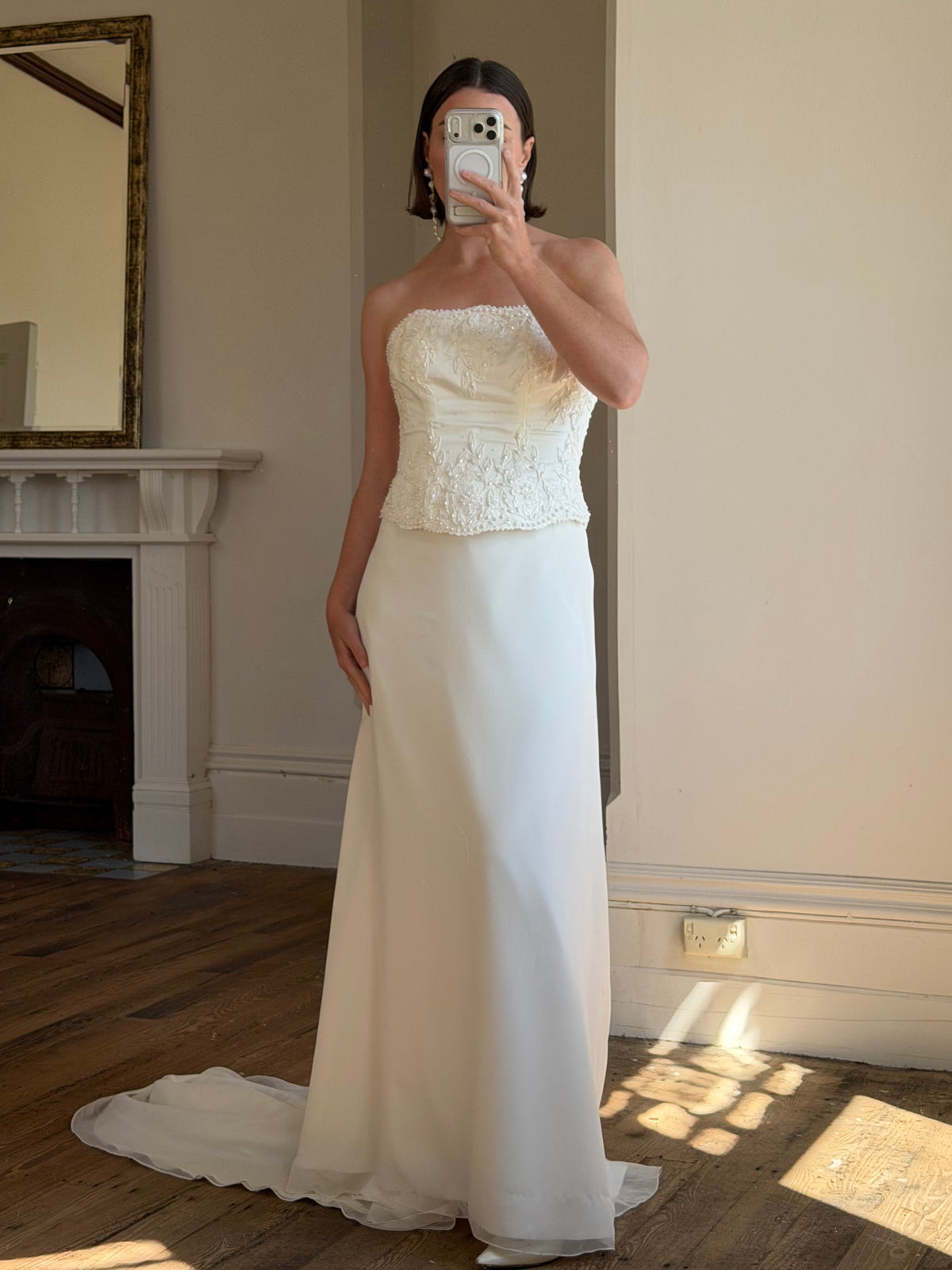 Vintage 90s Bridal Embellished Corset and Slip Skirt Set