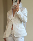 Vintage 90s Low Waist Trouser and Blazer Suit Set Ivory