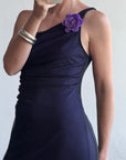 Vintage Y2K Party Dress with Flower Purple Noir