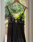 Vintage 80s Sheer Lace Slip Dress Noir