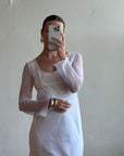 Vintage 90s Sheer Organza Long Sleeve Empire Bridal Dress