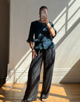 Vintage 90s Couture Ostrich Feather Jacket Navy