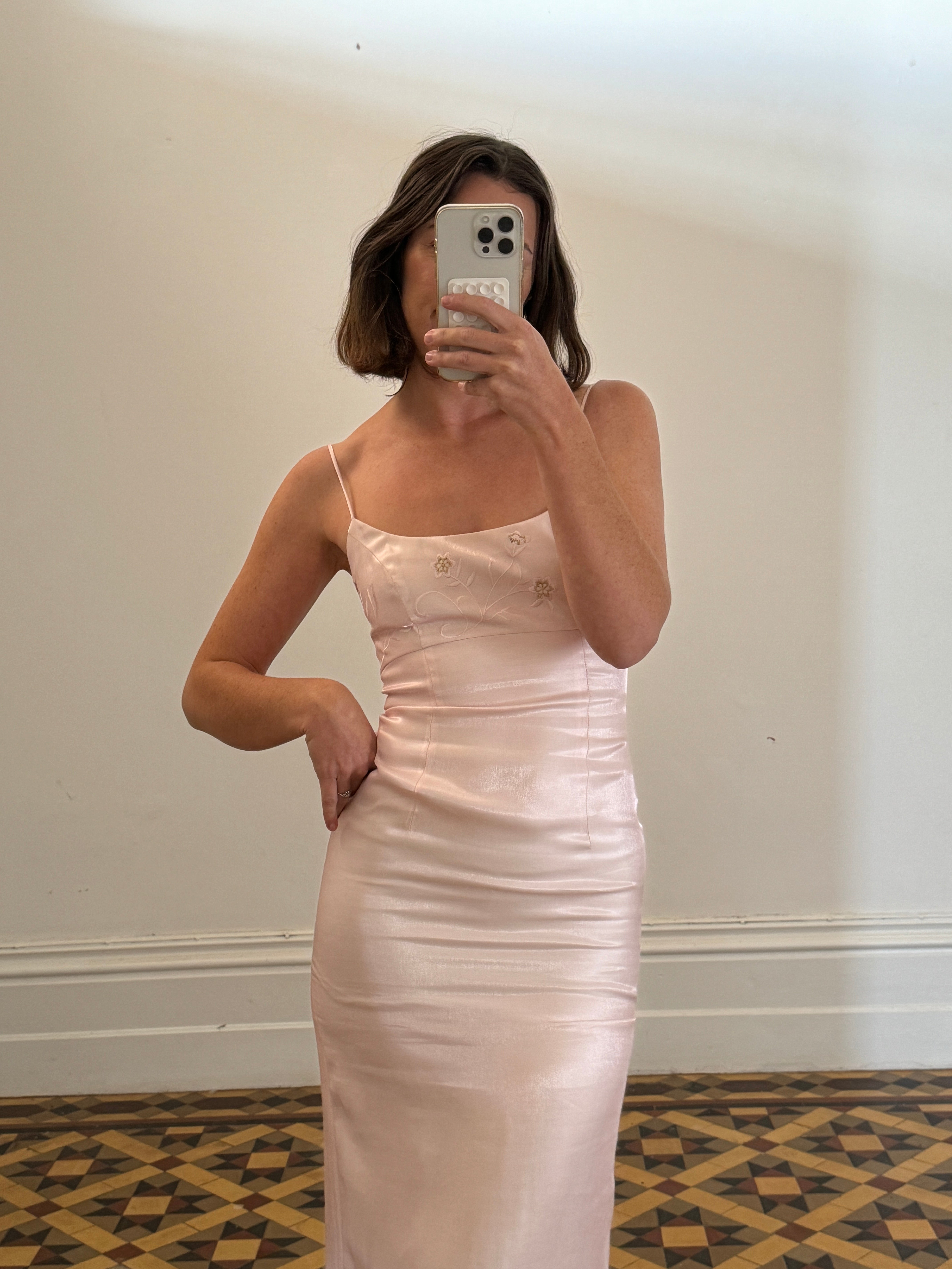 Vintage 90s Baby Pink Prom Dress