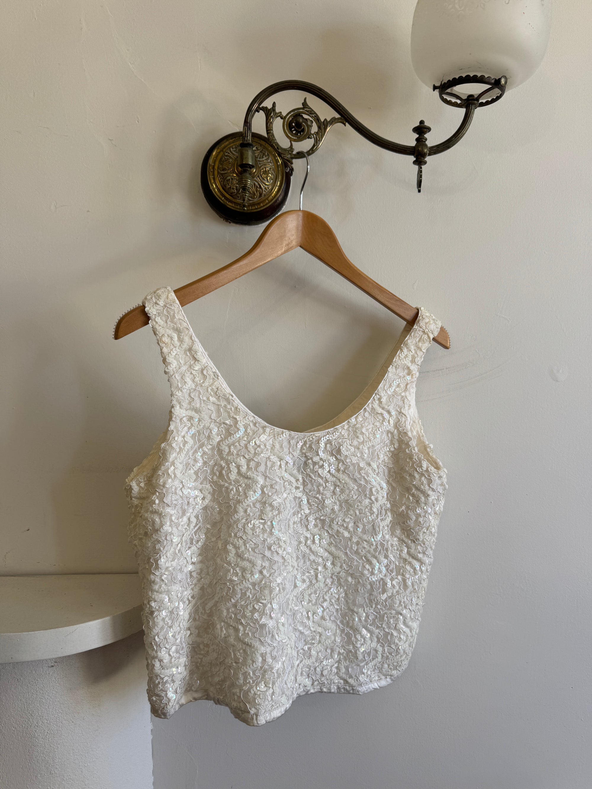 Vintage 60s Sequin Bow Bridal Tank