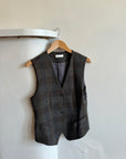 Vintage Tailored Wool Blend Grey Plaid Vest