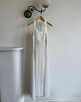 Vintage 90s Daisy Sheer Halter Midi Dress White