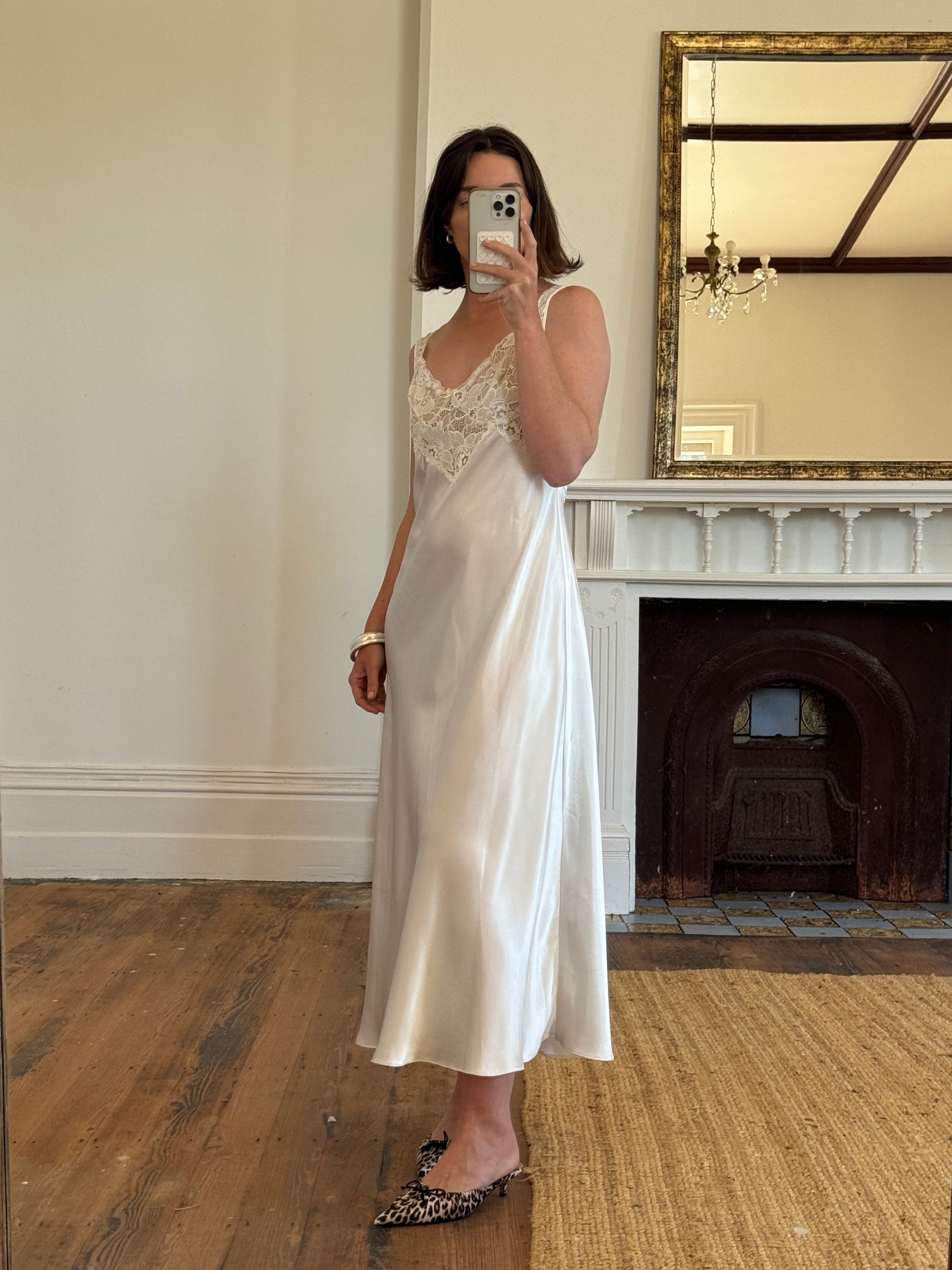 Vintage Y2K Australian made Satin Ivory Slip Dress