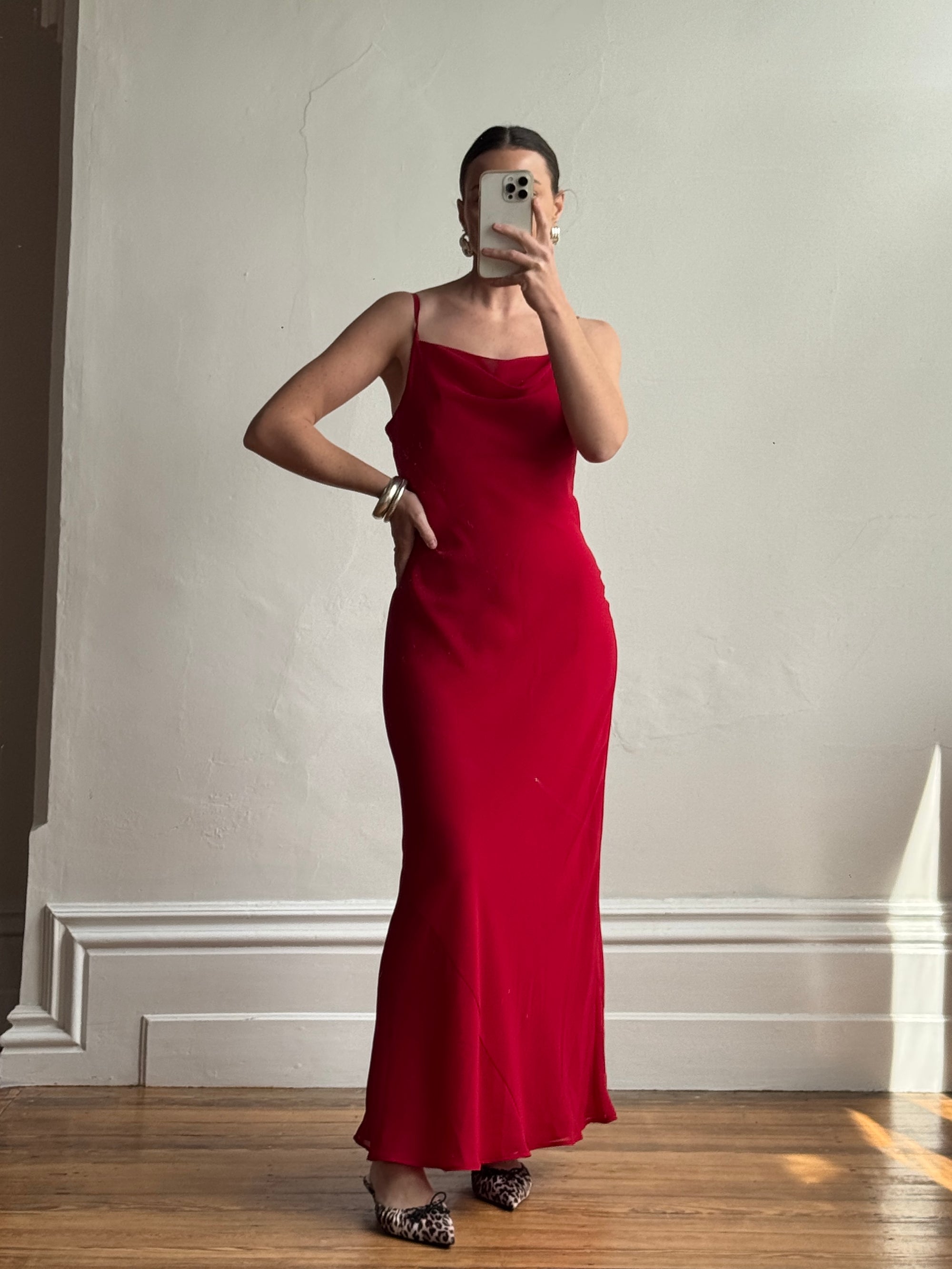 Vintage 90s Scarlett Cowl Neck Slip Dress