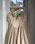 Vintage 90s Silk Dupion Rosette Bridal Midi Gown