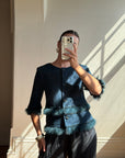 Vintage 90s Couture Ostrich Feather Jacket Navy